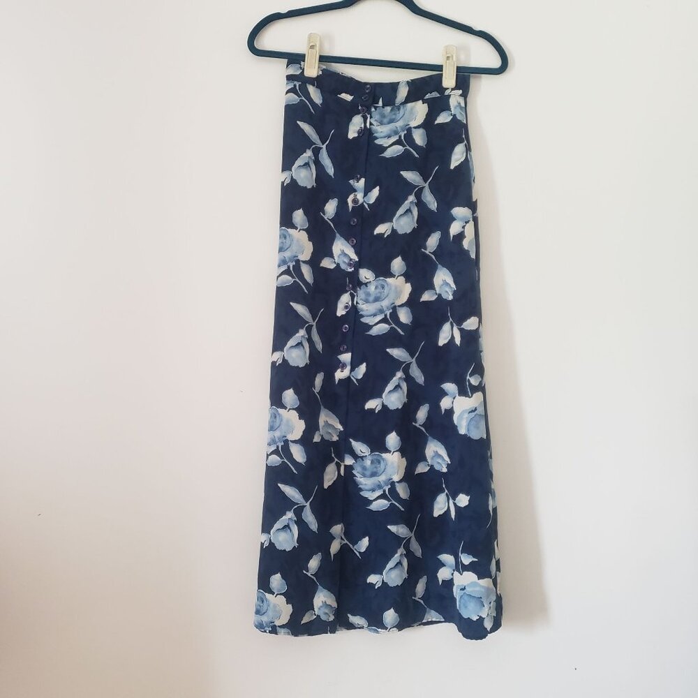 Vintage Y2K Rue 21 Floral Button Front Maxi Skirt Size S Garden Fairy Feminine